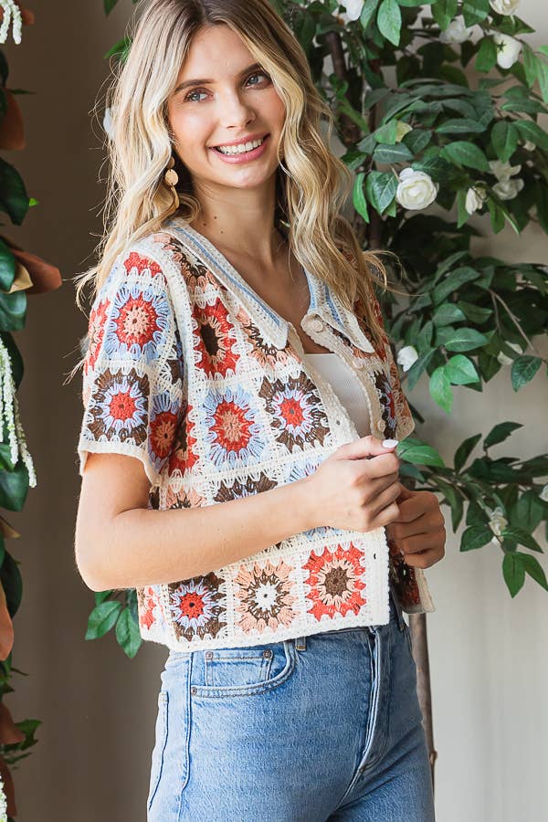 Sunset Bloom Crochet Top
