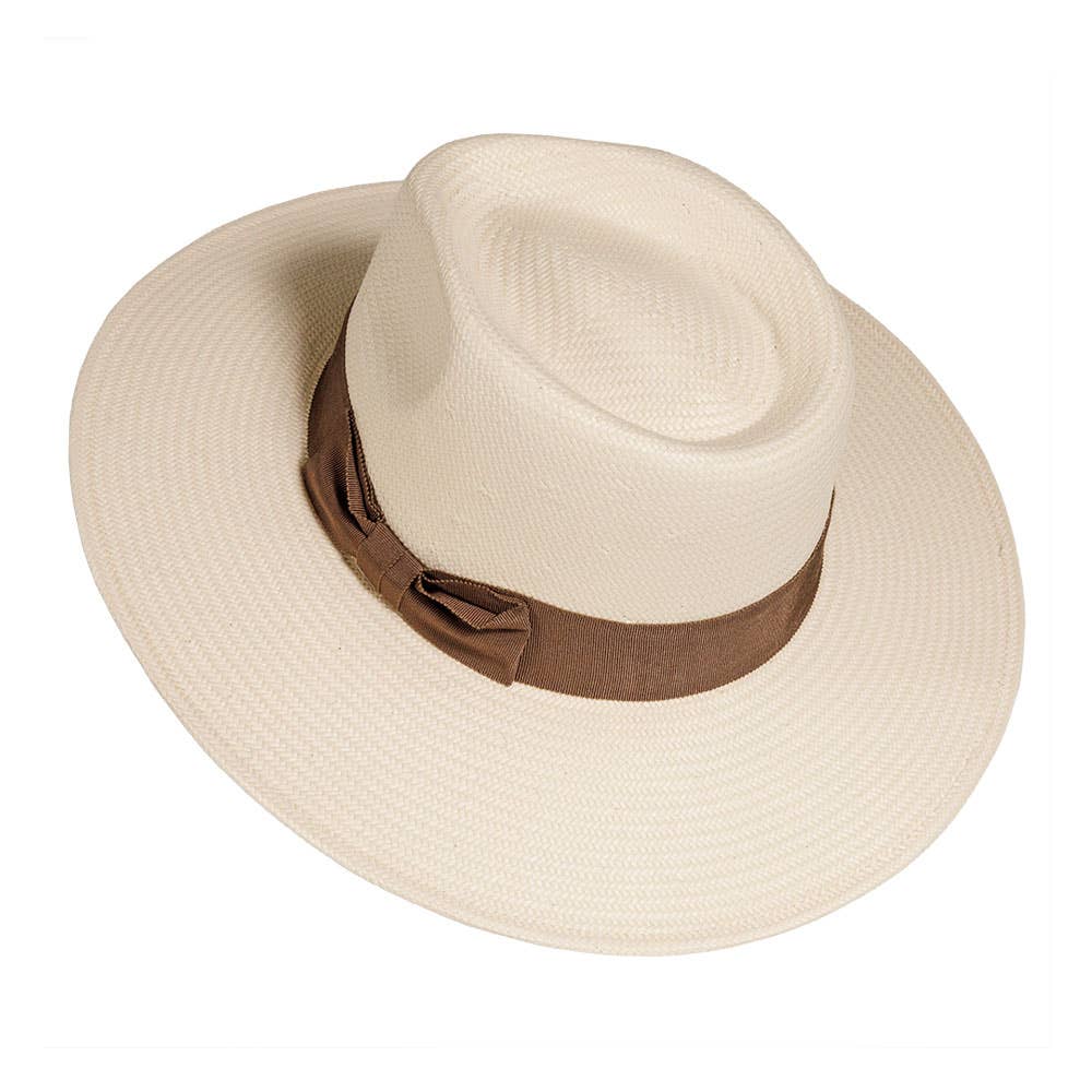 Straw Outback Wide Brim Sun Hat - Style Lennox: Ivory / L/X