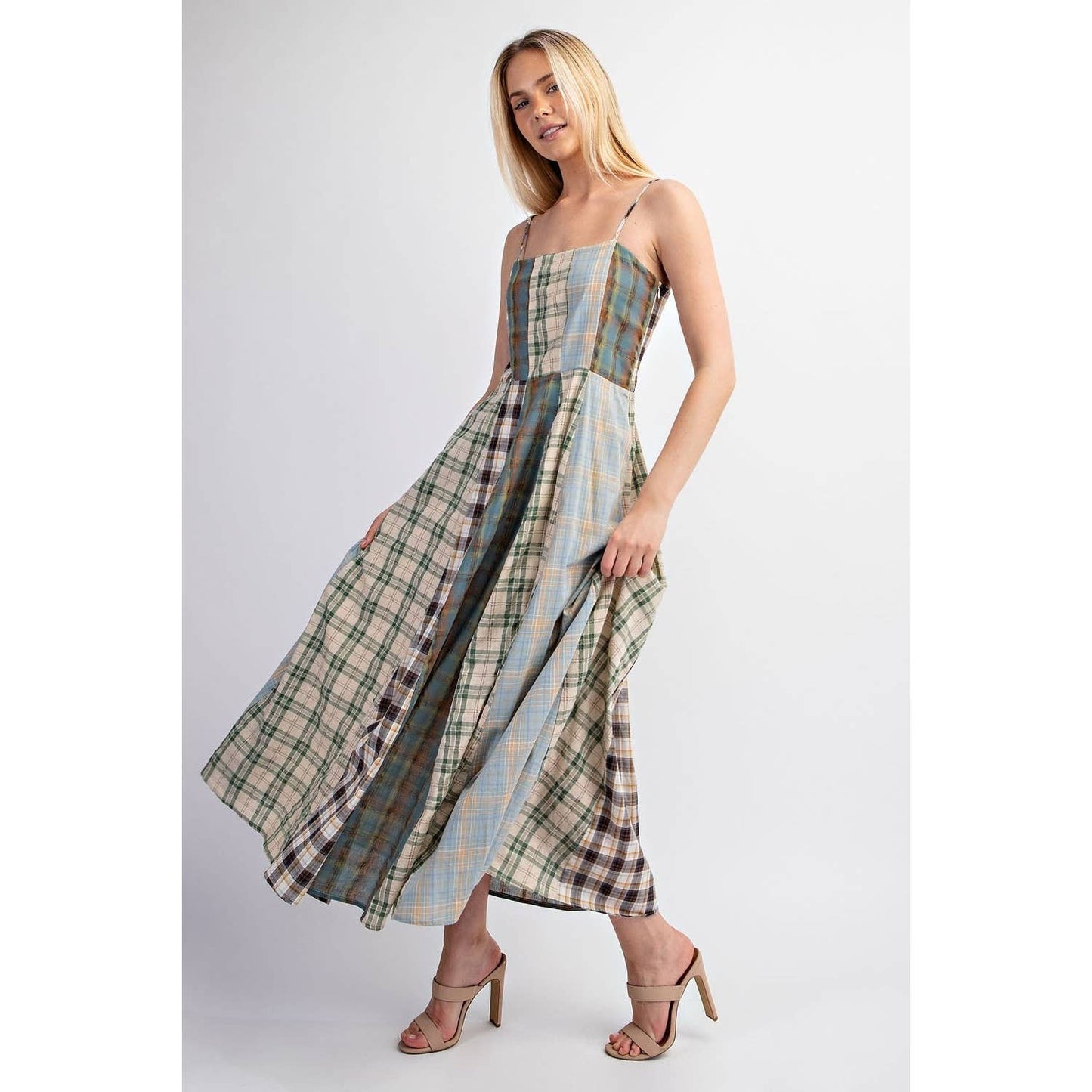 Checkered Midi Dress: MINT
