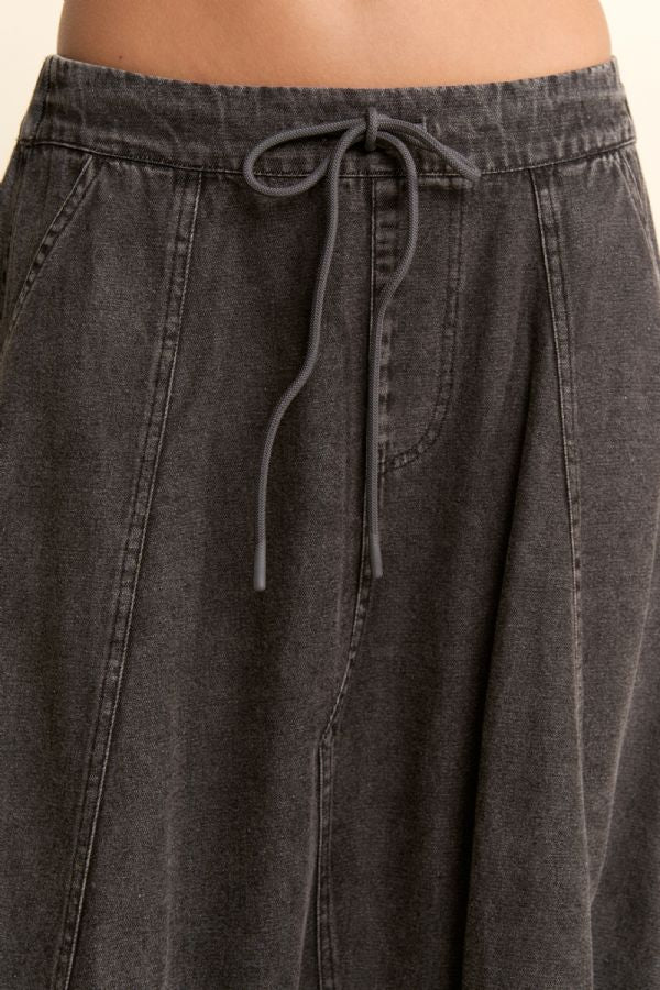 Mineral Washed Black Parachute Skirt