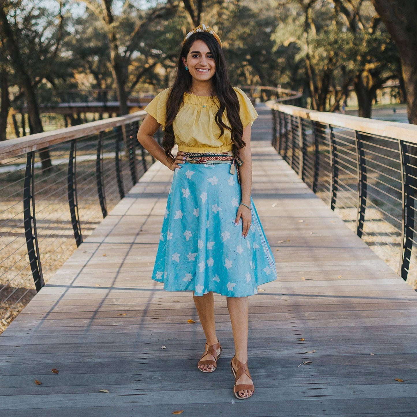 Sari Wrap Skirt: Neutral Tones / Tea Length