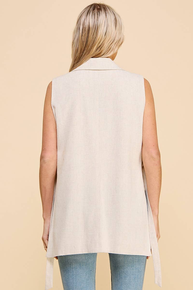 Side Strap Detail Jacket Vest: Off White