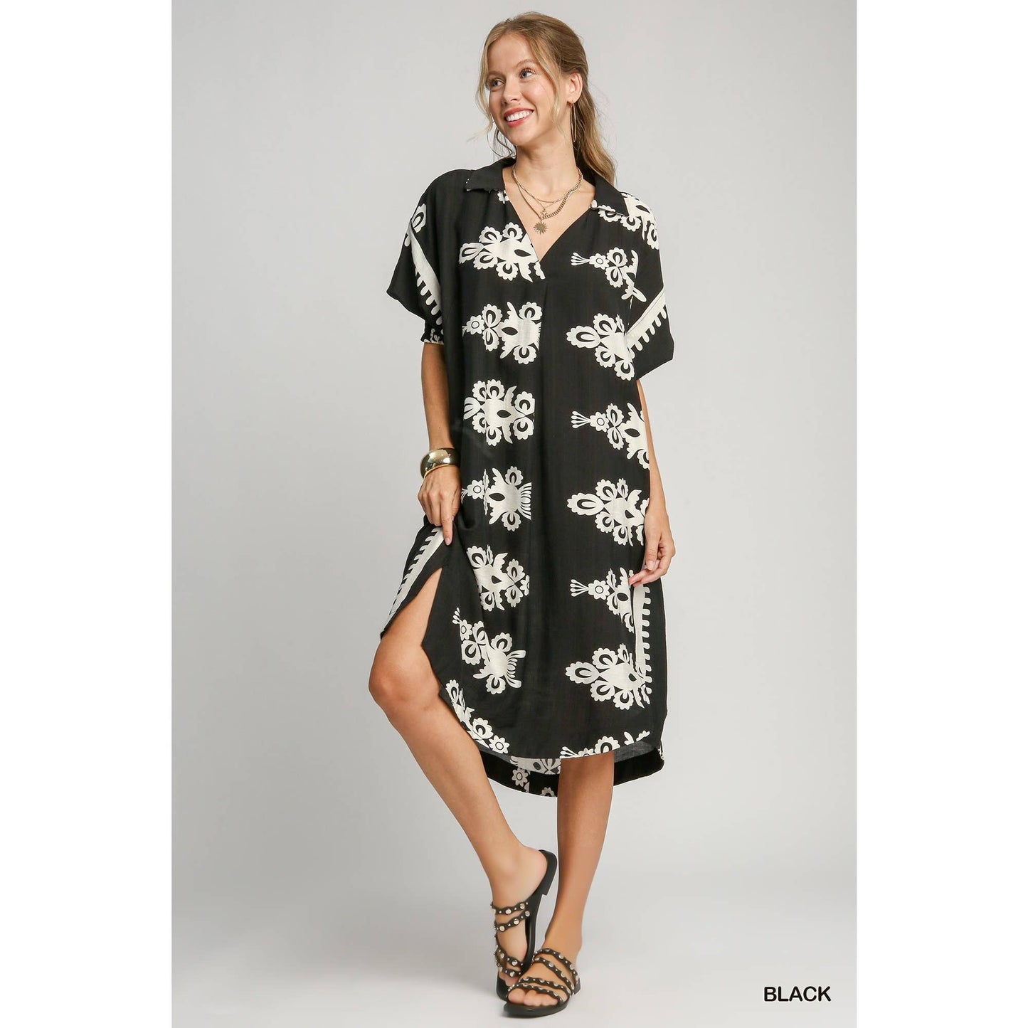 Boho Bloom High-Low Shirt Dress