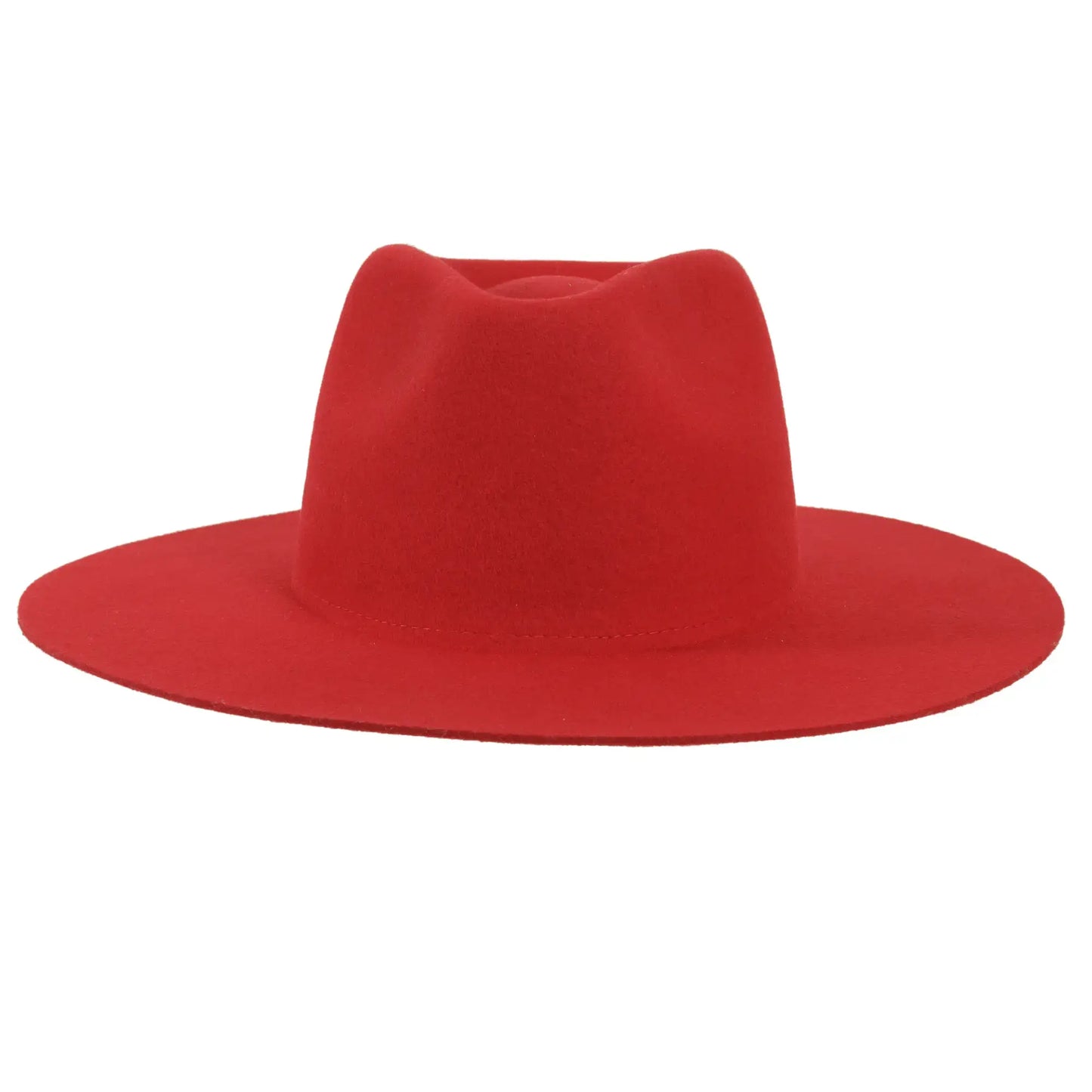 100% Wool Felt Flat Brim Fedora Hat - Style Rancher: Black / SM