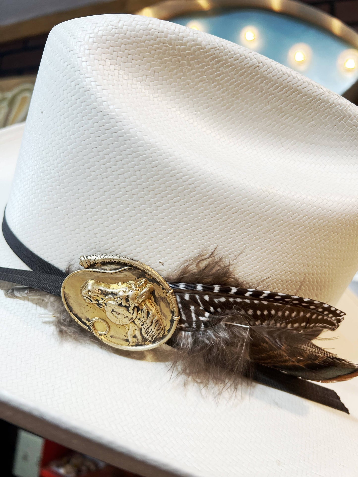 Brass Patina Horse Head Flat Hat Pin Hat Bar