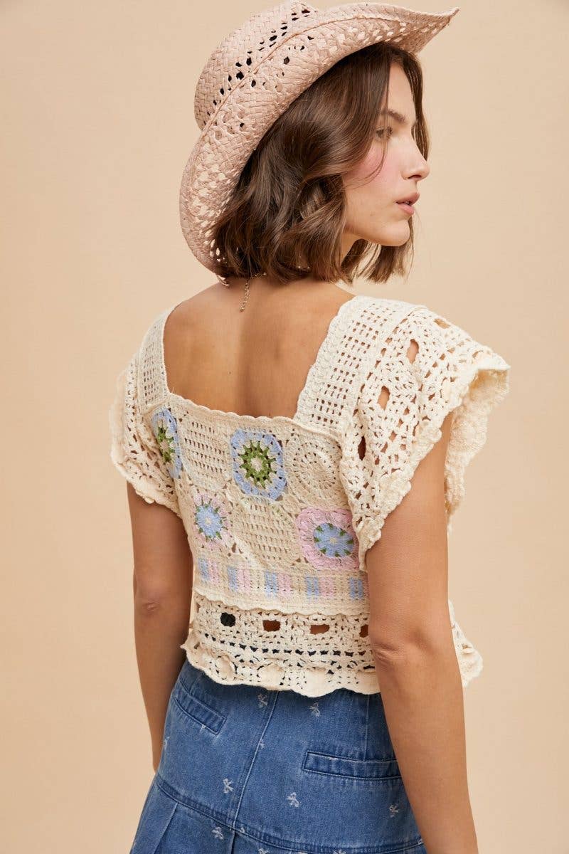 Desert Bloom Crochet Crop Top