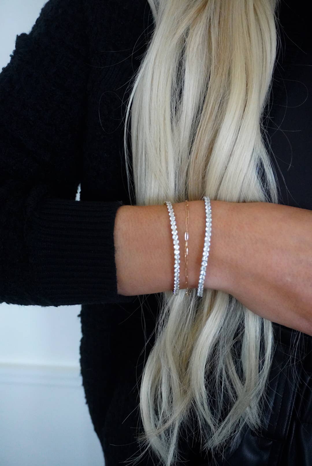 STRETCHY TENNIS BRACELET : SILVER