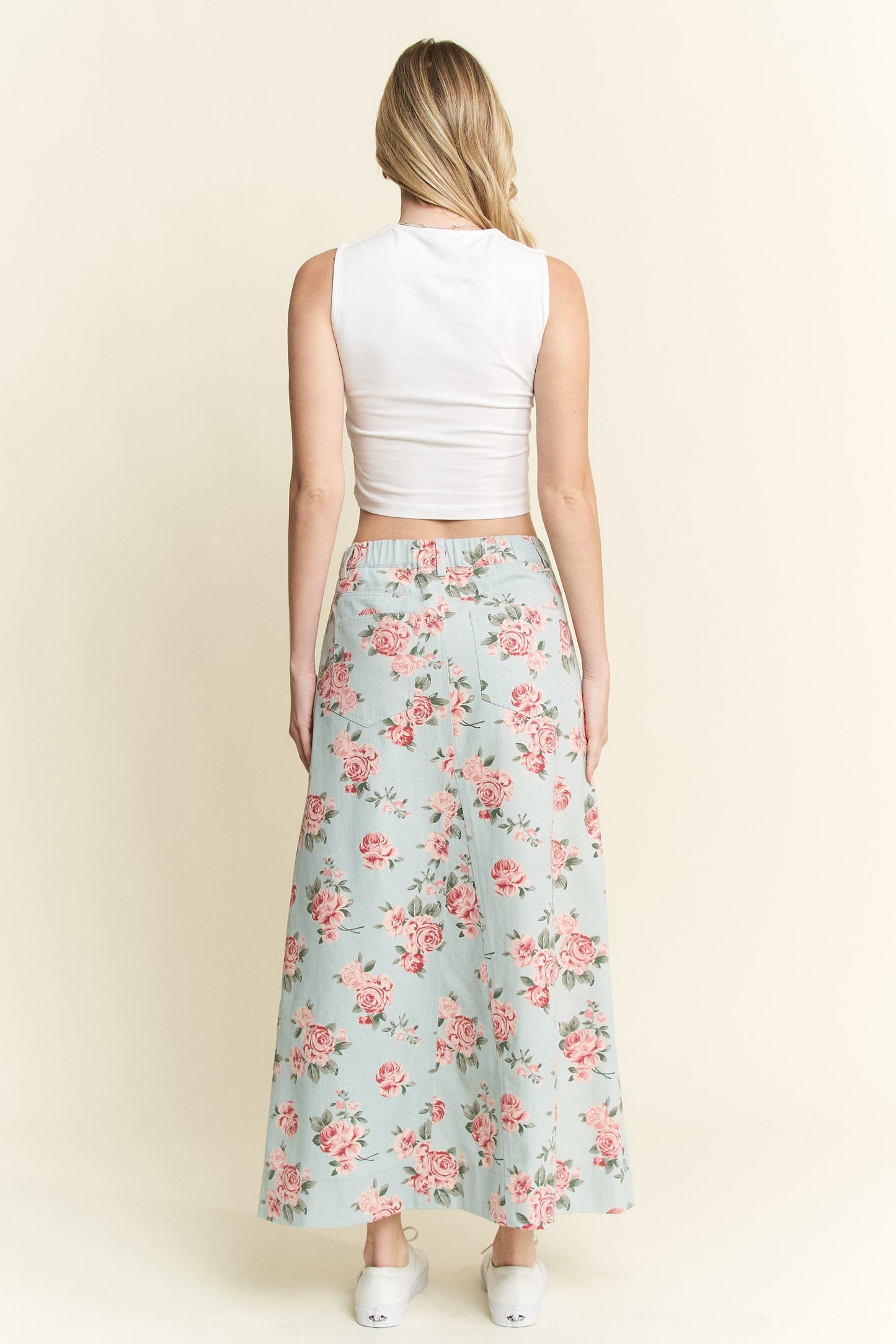 Floral Print Denim Skirt