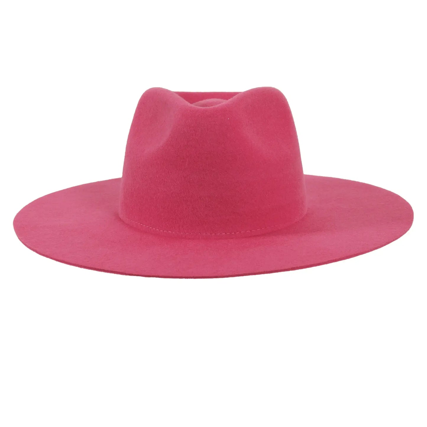 100% Wool Felt Flat Brim Fedora Hat - Style Rancher: Pink / SM