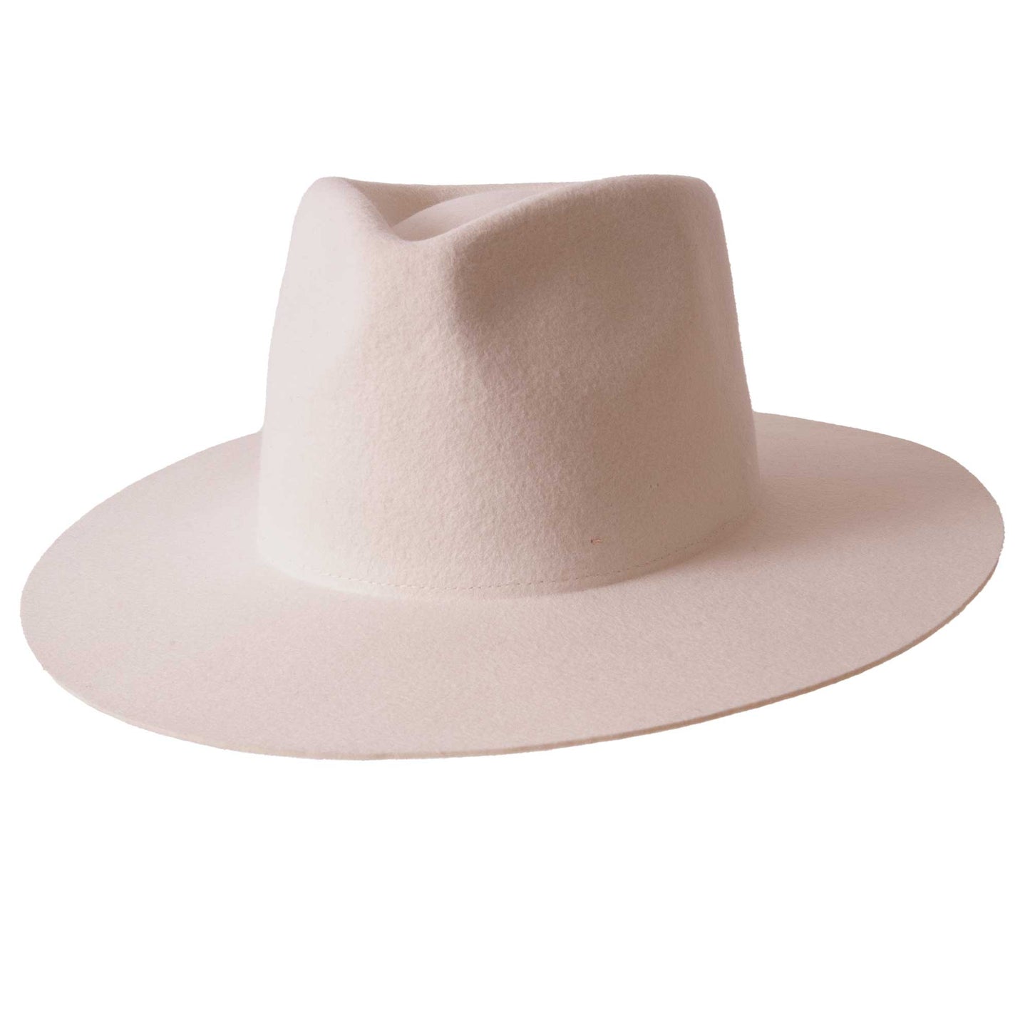 100% Wool Felt Flat Brim Fedora Hat - Style Rancher: Black / SM