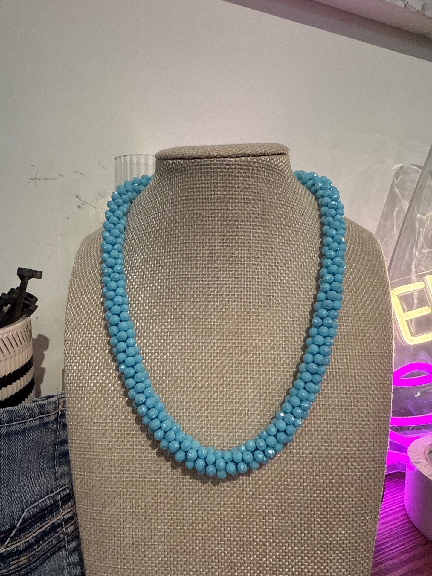 Rock Candy Necklace- Cyan