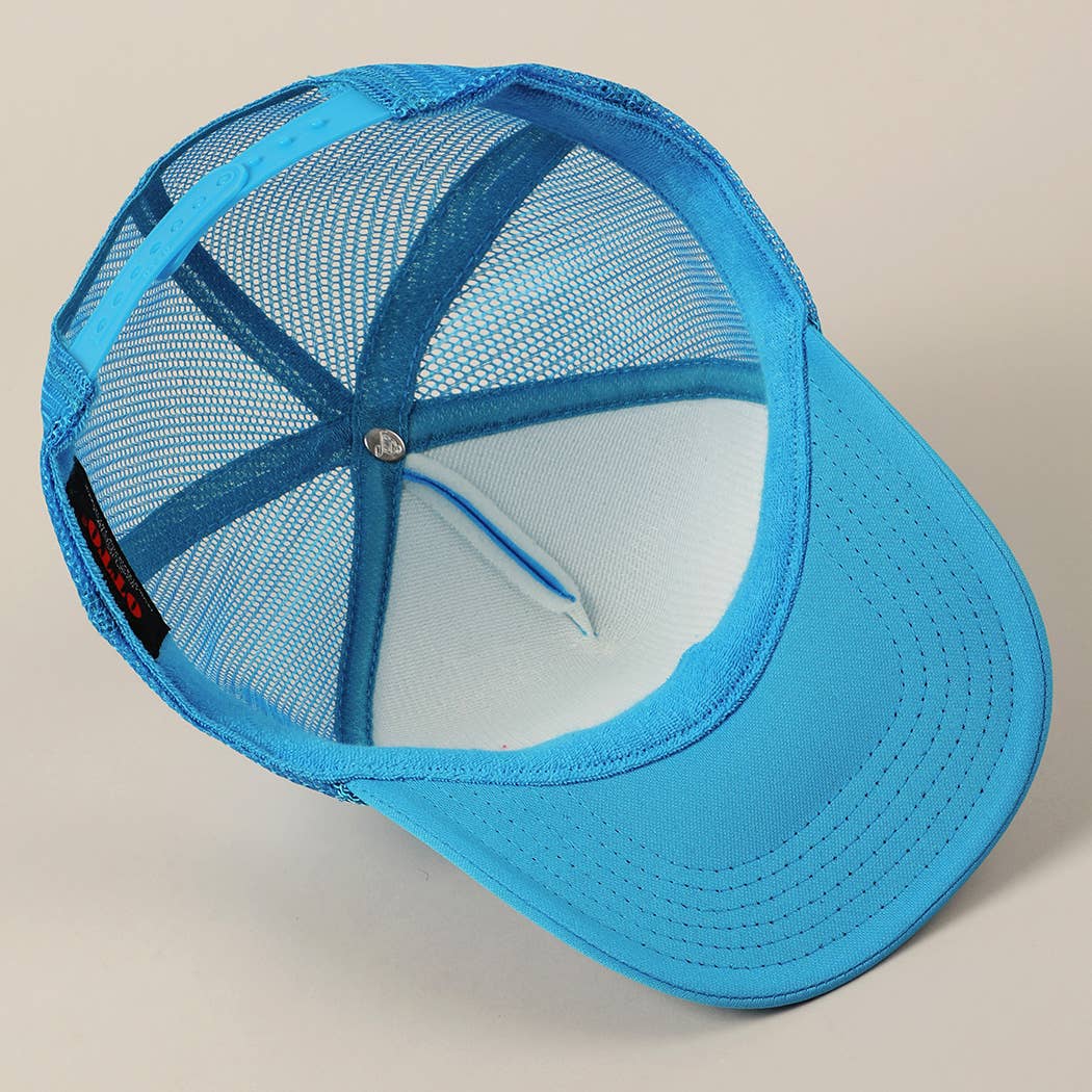 MOTHER Lettering Logo Foam Mesh Back Trucker Hat: NEON BLUE / ONE SIZE