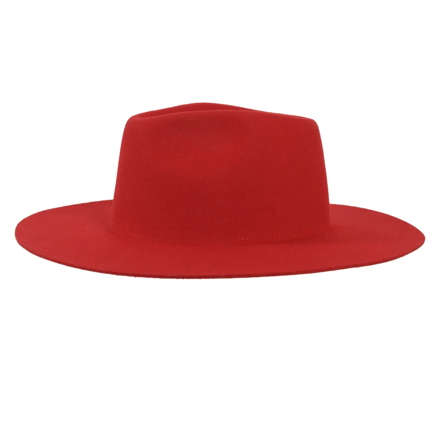 100% Wool Felt Flat Brim Fedora Hat - Style Rancher: Black / SM