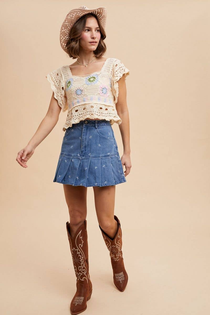 Desert Bloom Crochet Crop Top