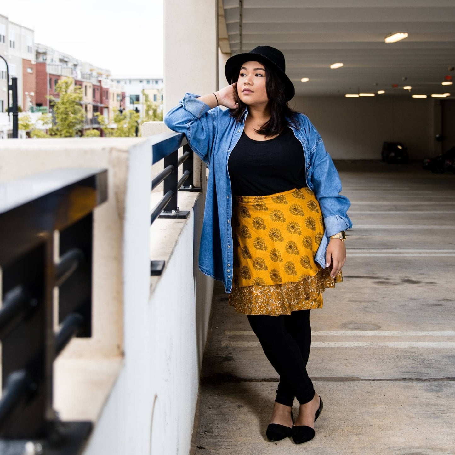 Sari Wrap Skirt: Neutral Tones / Tea Length