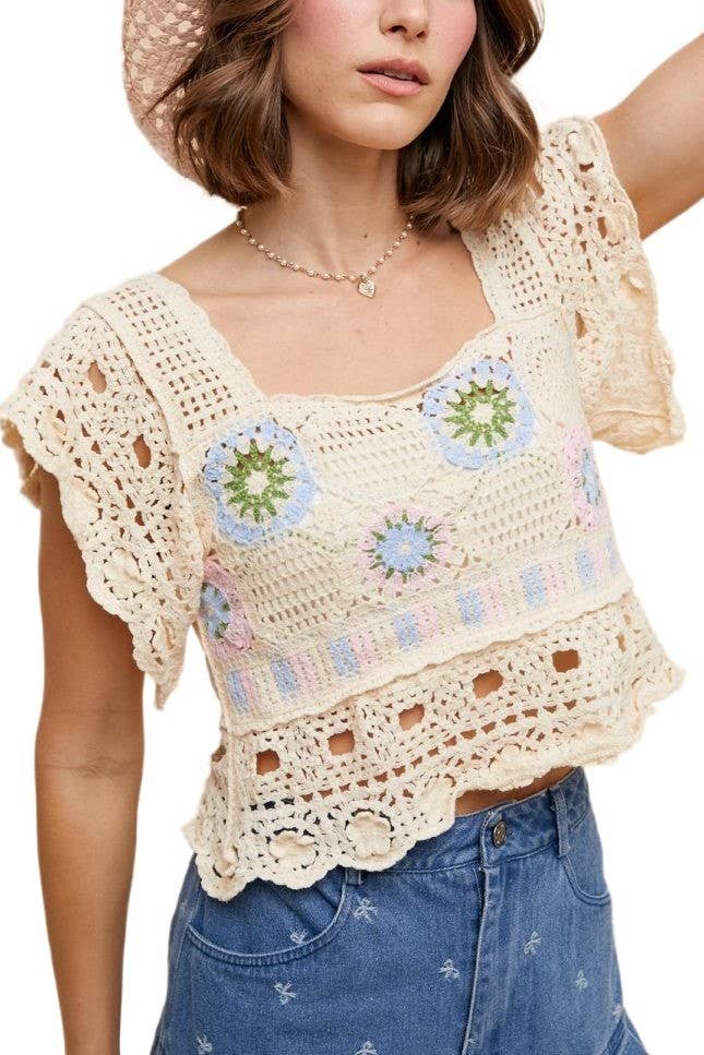 Desert Bloom Crochet Crop Top