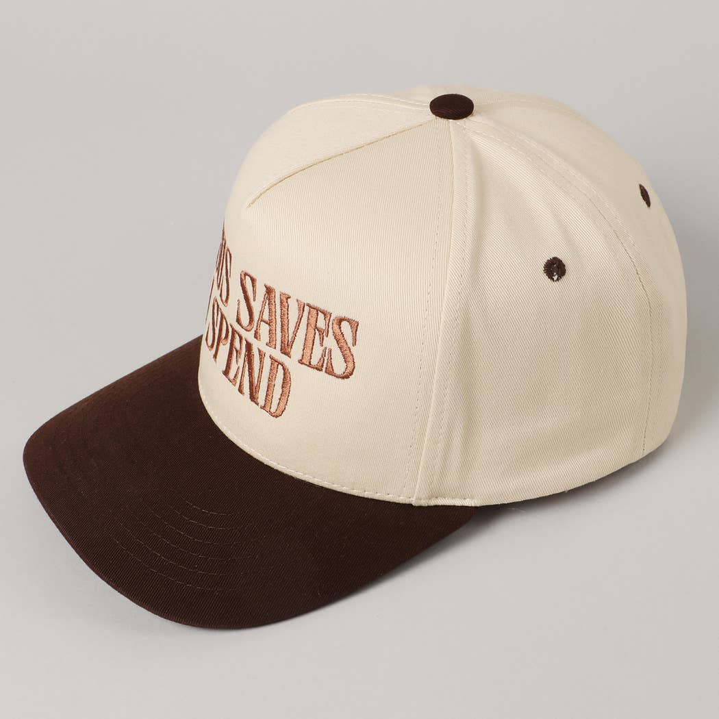 JESUS SAVES I SPEND Embroidery Trucker Hat: HOT PINK / ONE SIZE