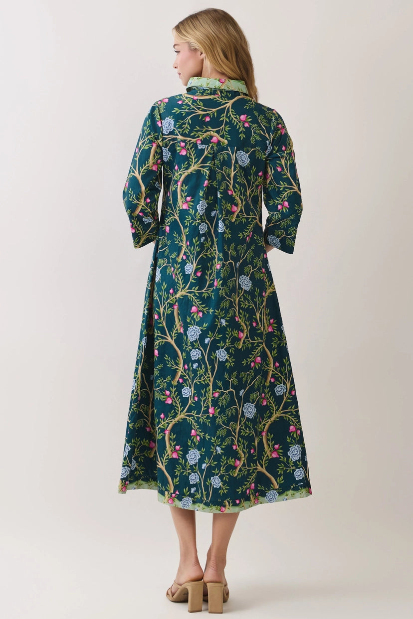 Garden Society Midi Button Up Dress