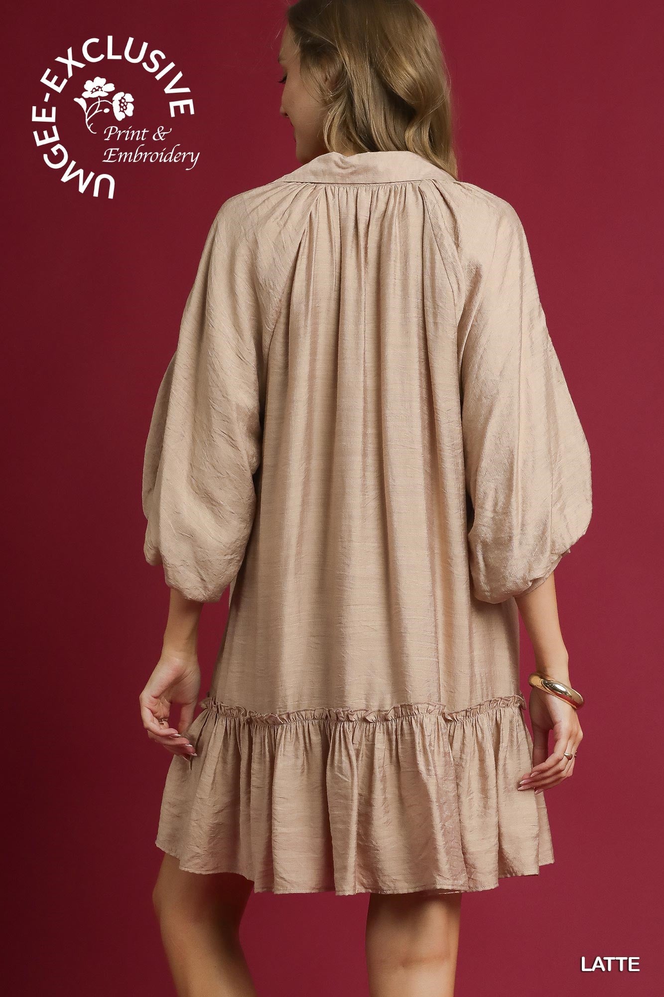 Mocha Embroidered Floral Dress