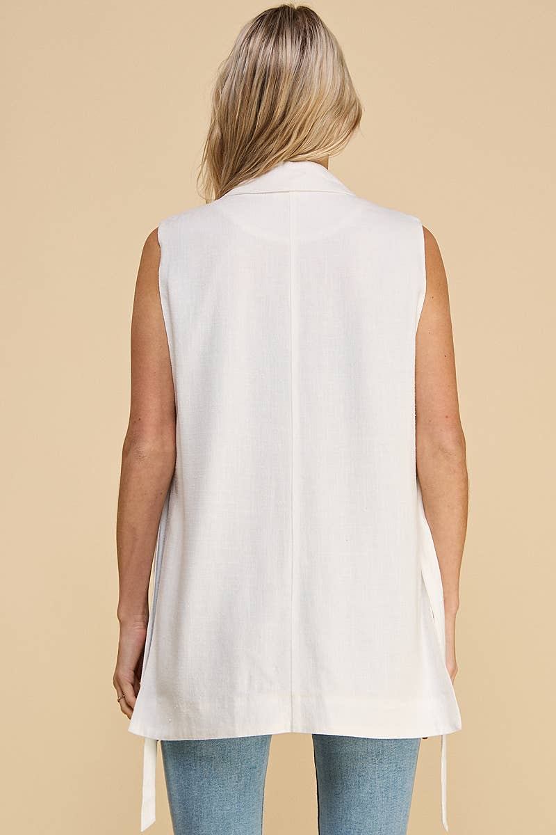 Side Strap Detail Jacket Vest: Off White