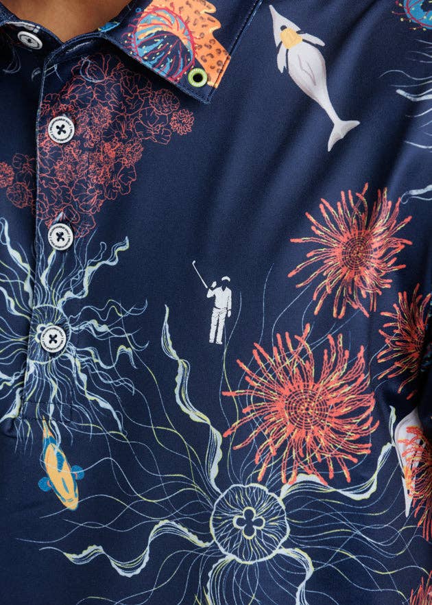 Electric Sea Men's Polo: Navy