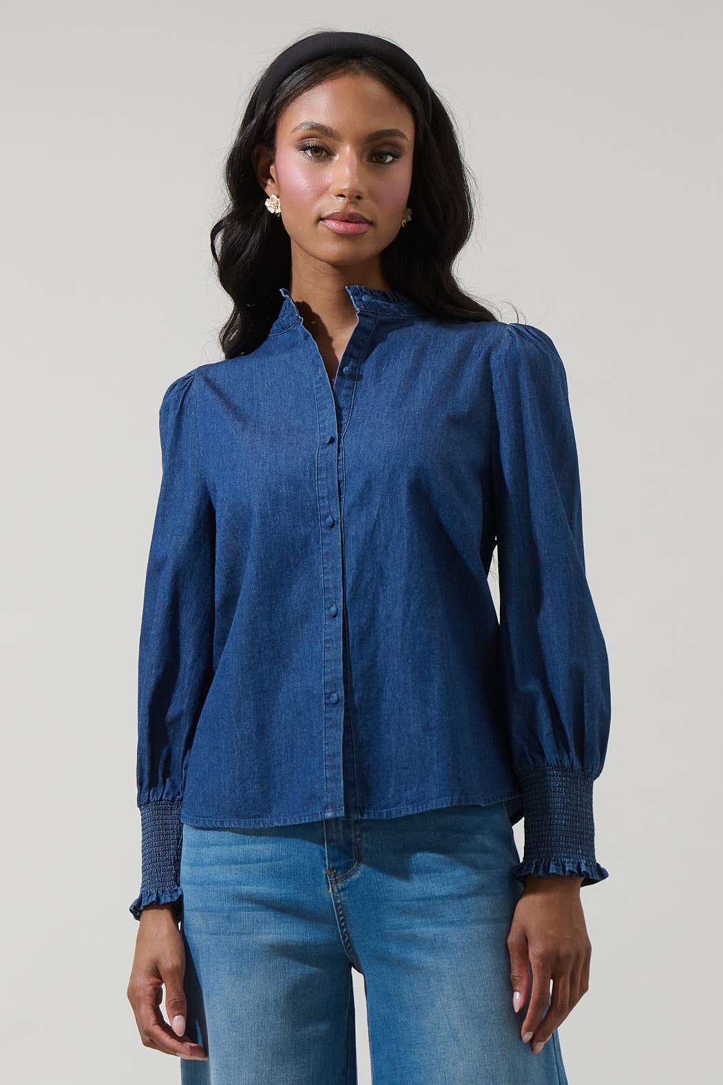Haysville Denim Button Down Top