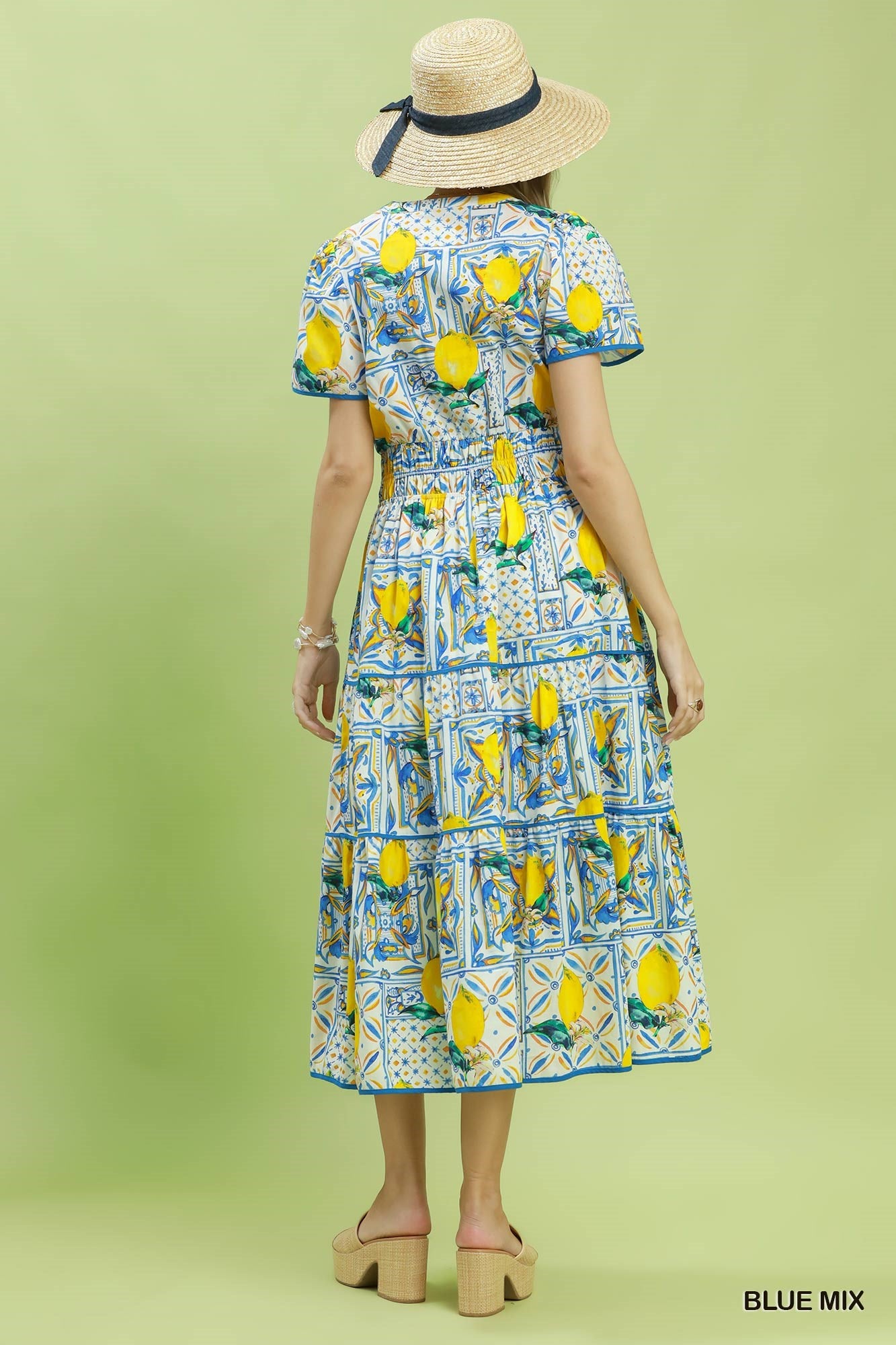 Lemon V-Neck Midi Dress