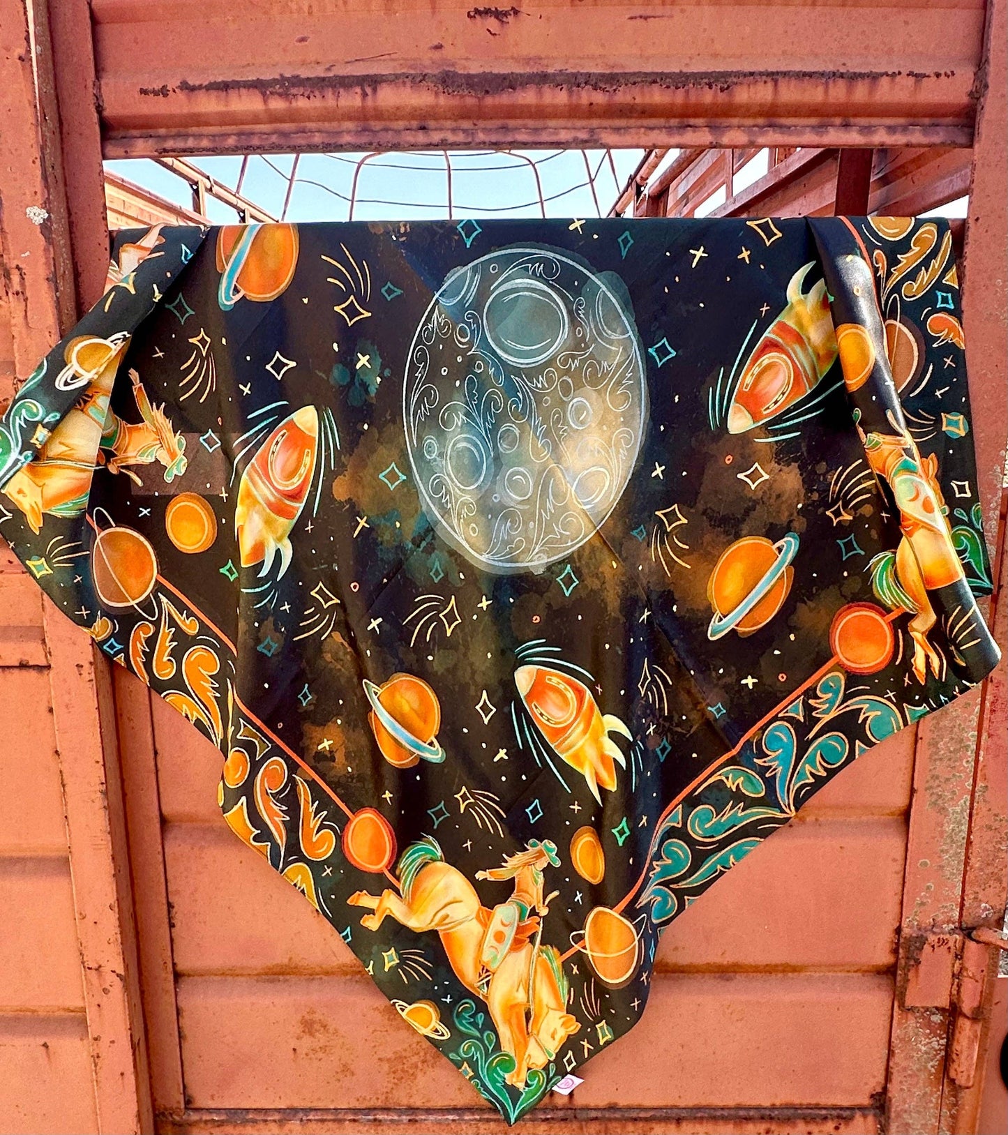 Cosmic Cowgirl Silk Western Cowgirl Wild Rag Scarf