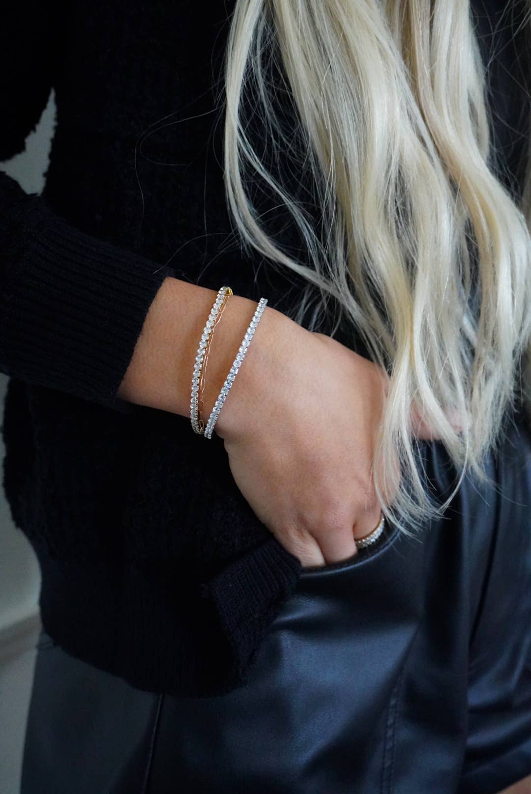 STRETCHY TENNIS BRACELET : SILVER