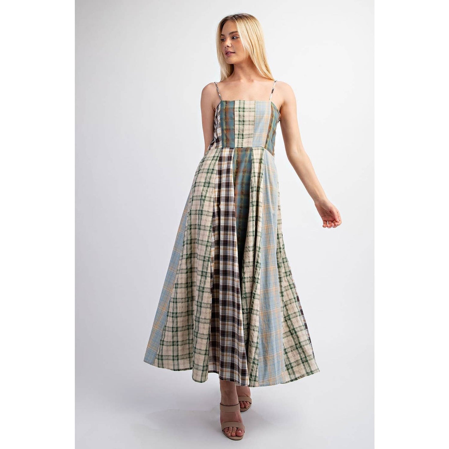 Checkered Midi Dress: MINT