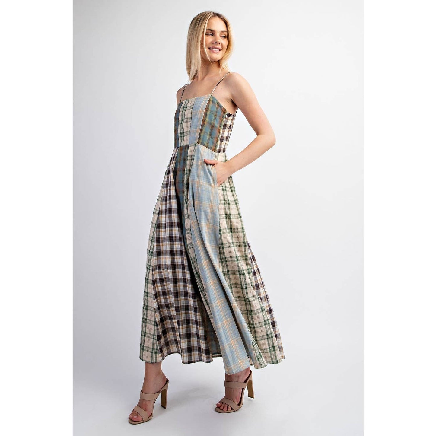 Checkered Midi Dress: MINT