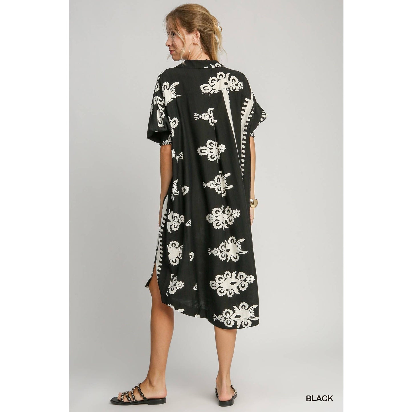 Boho Bloom High-Low Shirt Dress