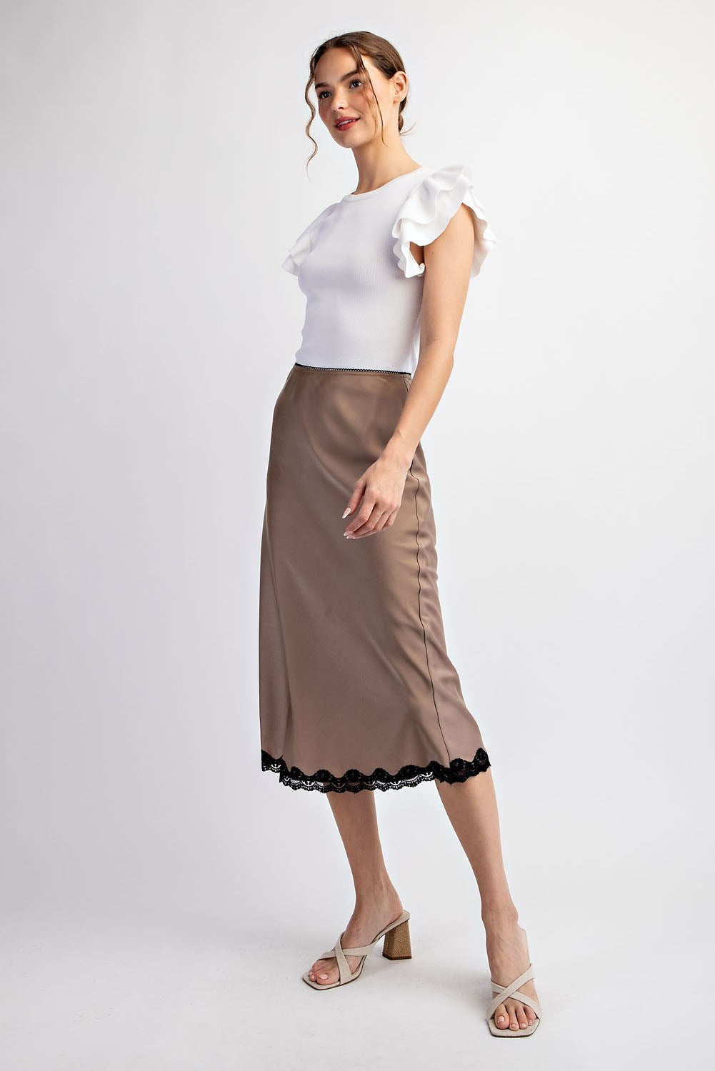 Coco Satin Lace Midi Skirt
