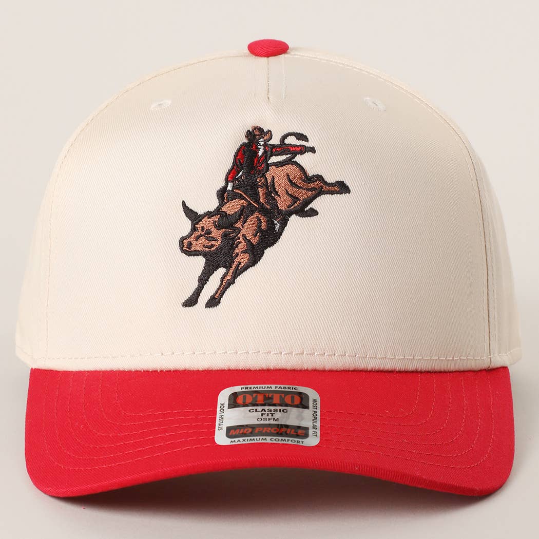 Rodeo Bull Rider Embroidered Trucker Hat : DKGRN/NATL / One Size