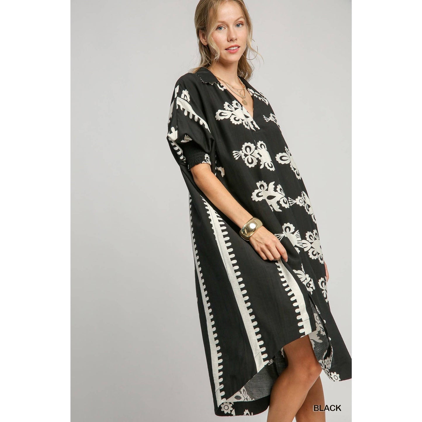 Boho Bloom High-Low Shirt Dress