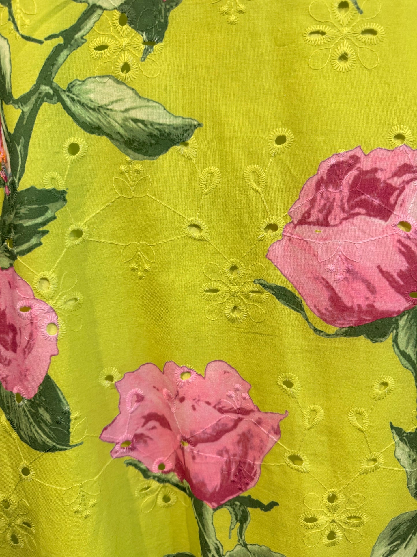 Chartreuse Botanical Mini Dress