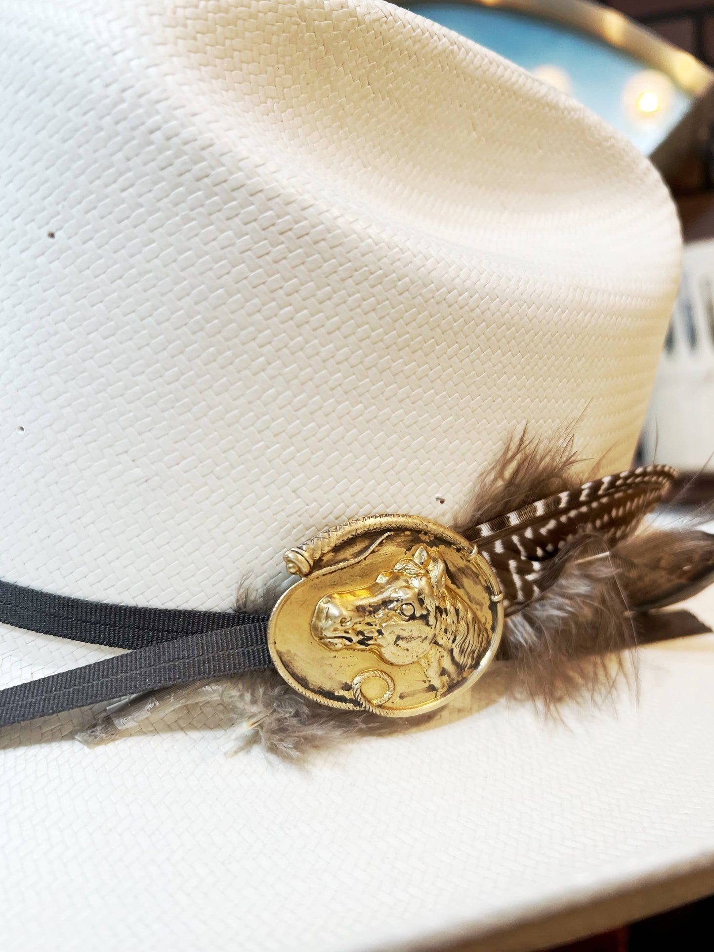 Brass Patina Horse Head Flat Hat Pin Hat Bar