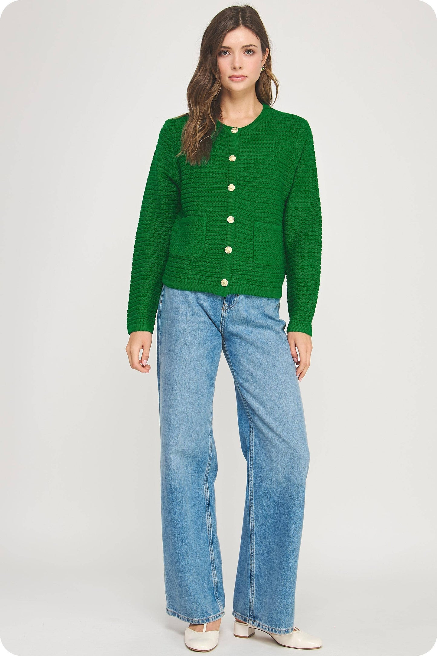 Emerald Textured Knit Cardigan