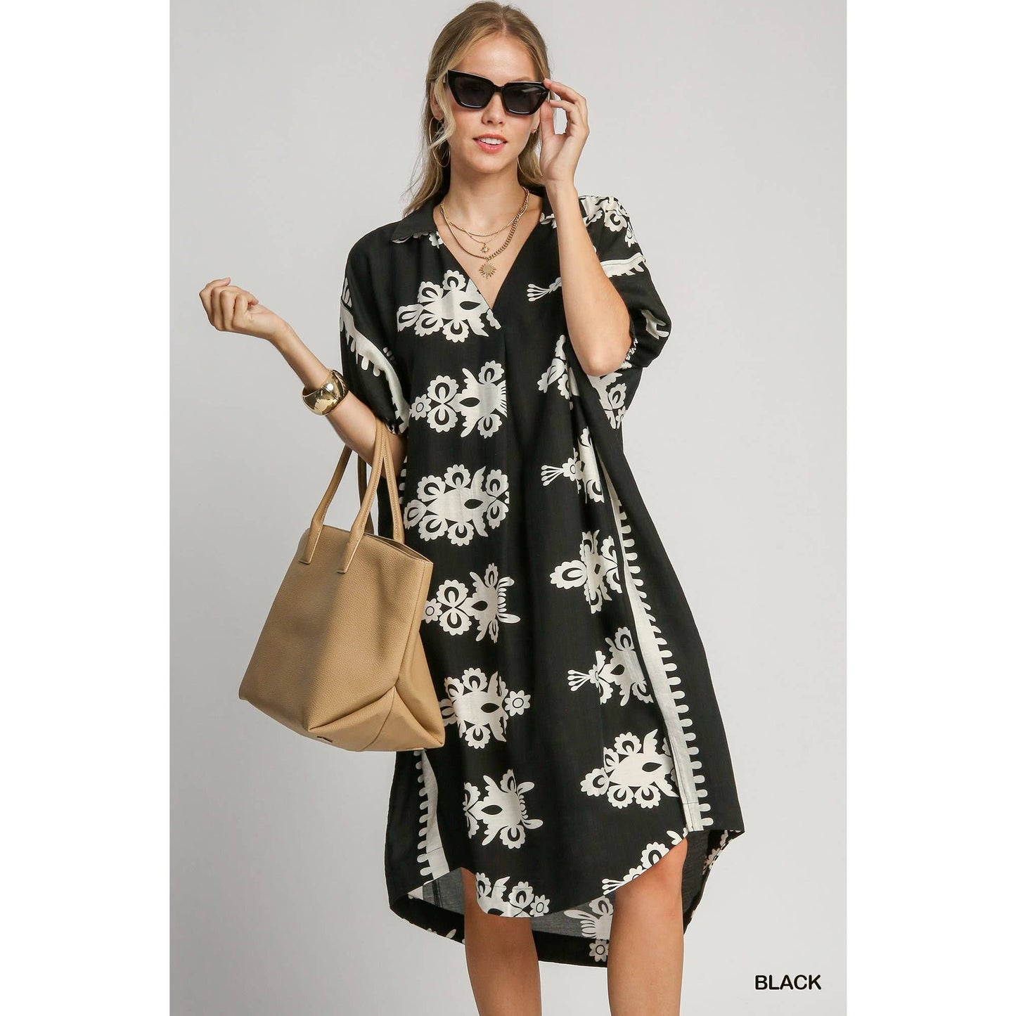 Boho Bloom High-Low Shirt Dress