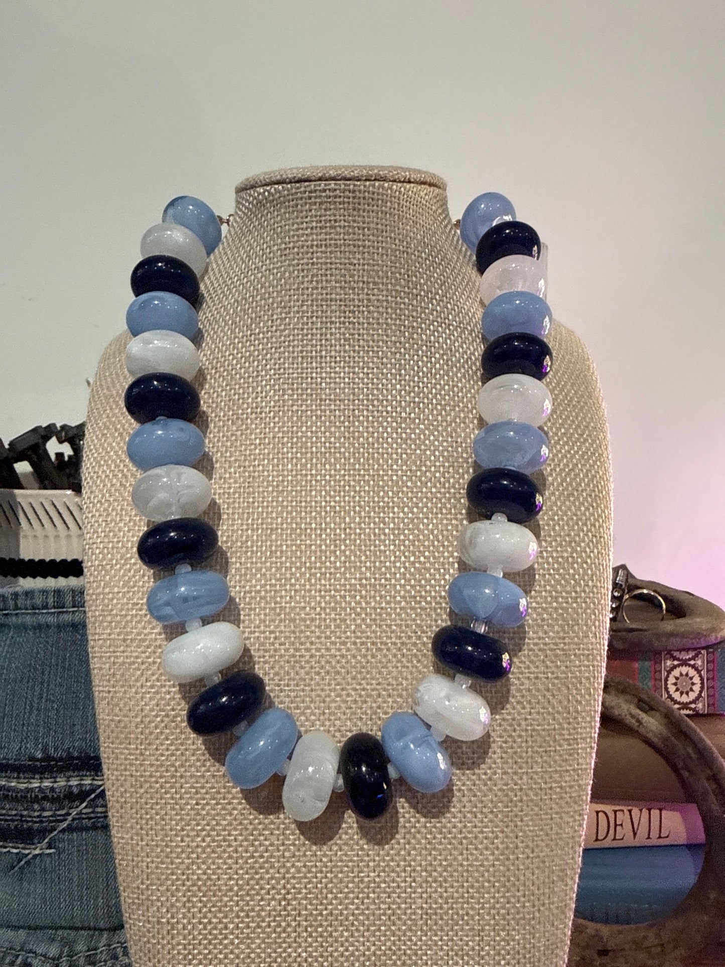 Blue Jean Baby Chunky Beaded Necklace