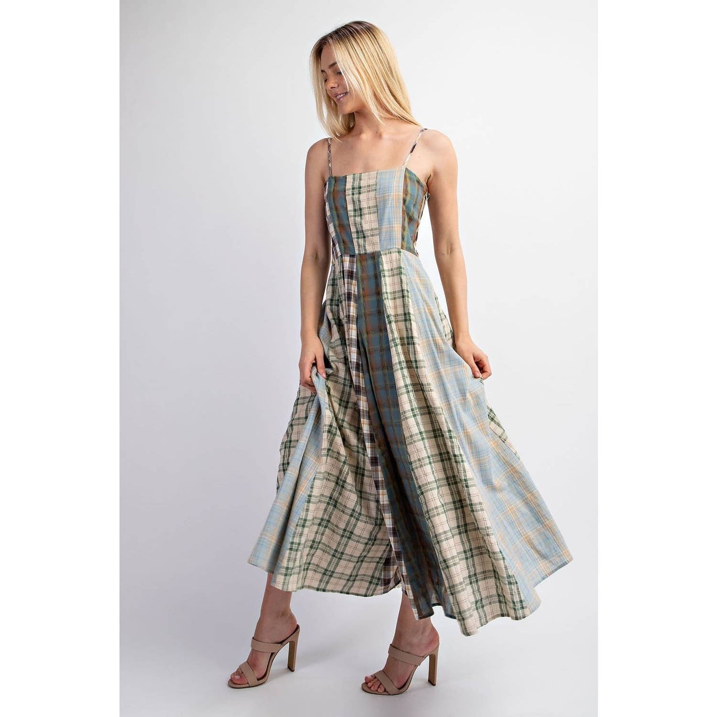 Checkered Midi Dress: MINT