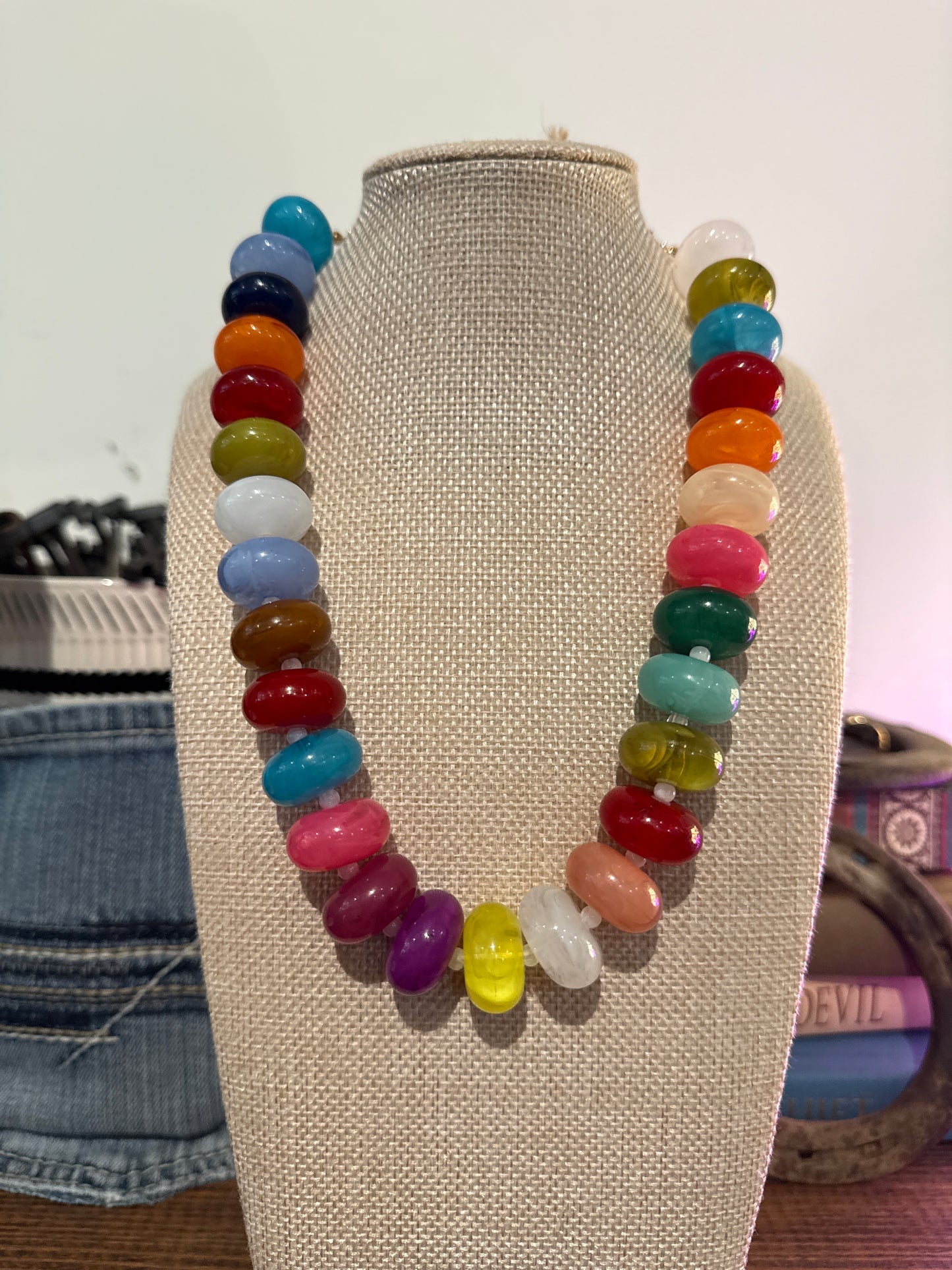 Rainbow Chunky Beaded Necklace
