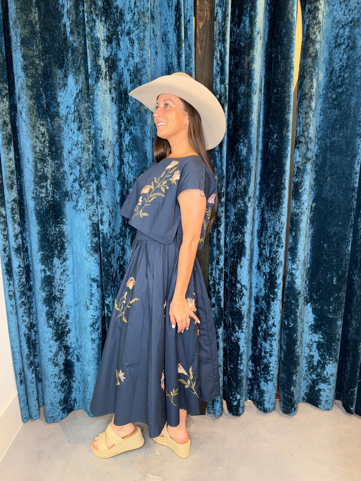 Navy Wildflower Waltz Two-Piece Set