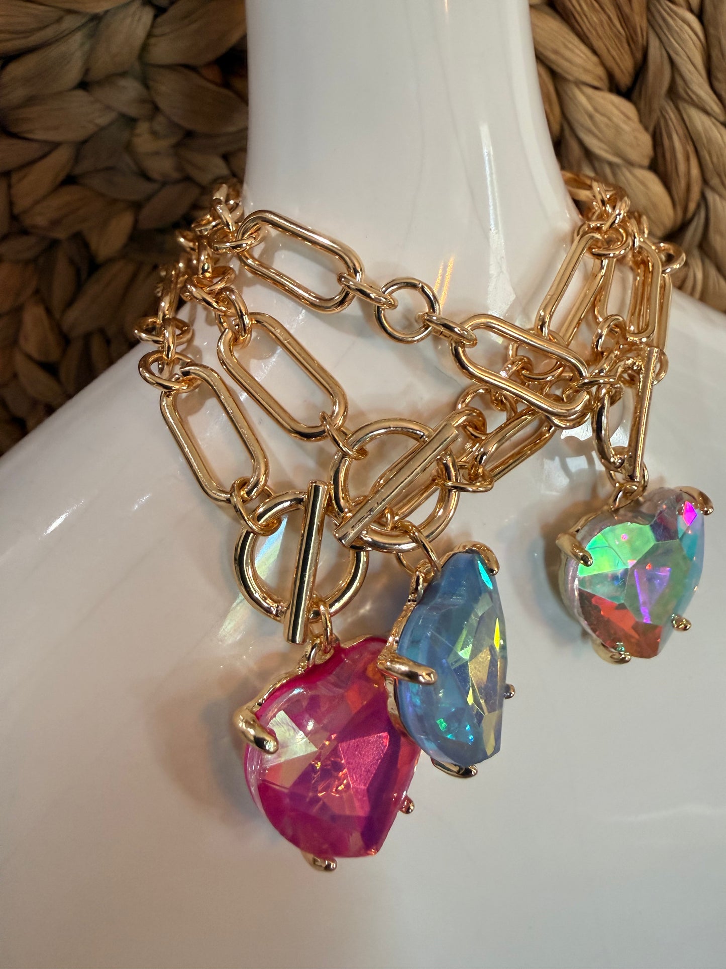 Gold Chain Bracelet with Heart Charm