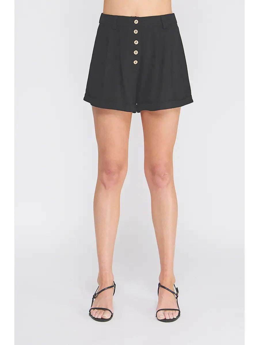 Soft Linen Elastic Back Waist Pleat Shorts