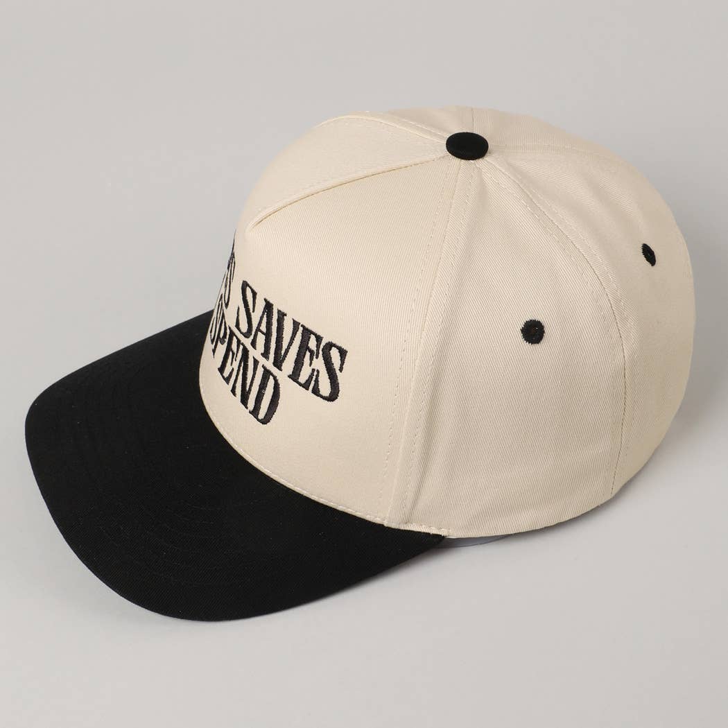 JESUS SAVES I SPEND Embroidery Trucker Hat: HOT PINK / ONE SIZE