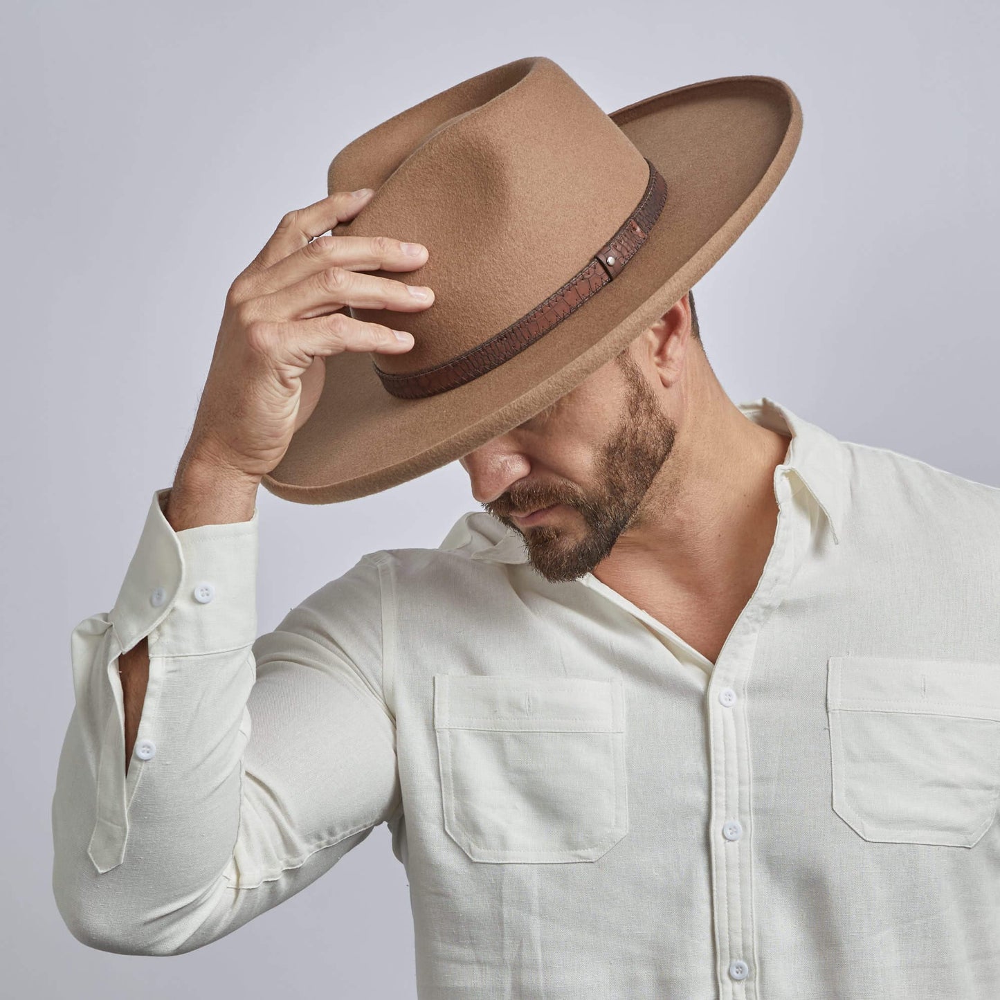Pencil Rim Wool Felt Fedora Hat - Style Hudson: BLACK / LG