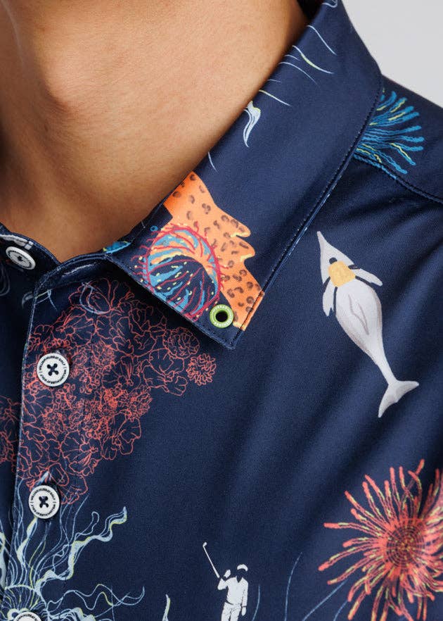 Electric Sea Men's Polo: Navy