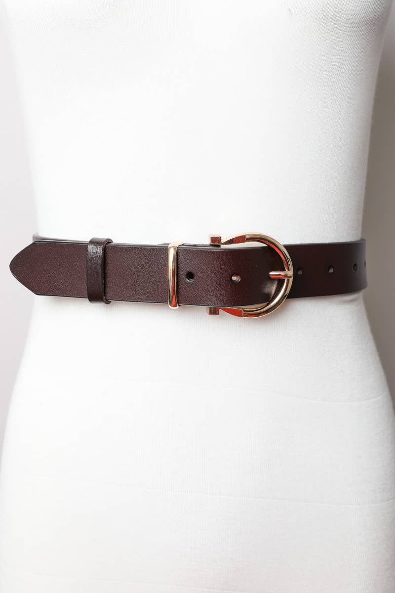 Brown Horseshoe Gold Buckle Belt