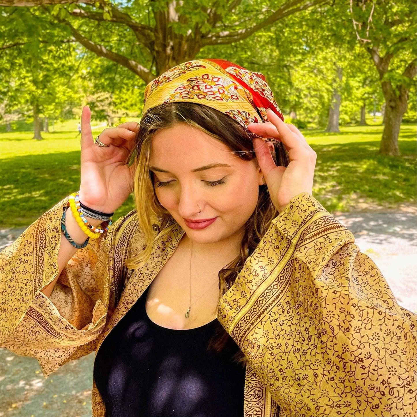Sari Silk Hair Scarf: 28"